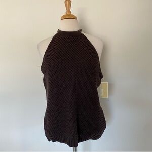 🆕 MICHAEL Micheal Kors Knitted Sleeveless Sweater w/ Beaded Collar XL